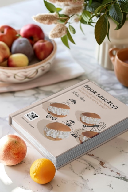 PSD recipe book in kitchen mockup