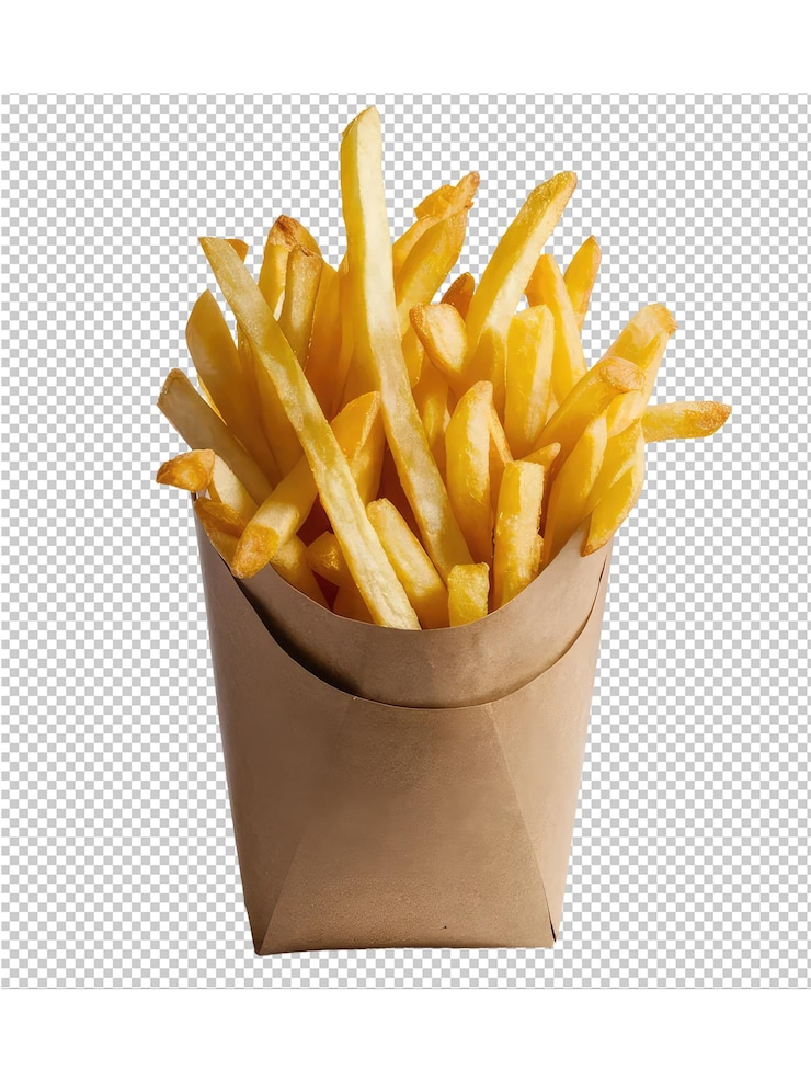 PSD un récipient de frites avec un sac en papier brun