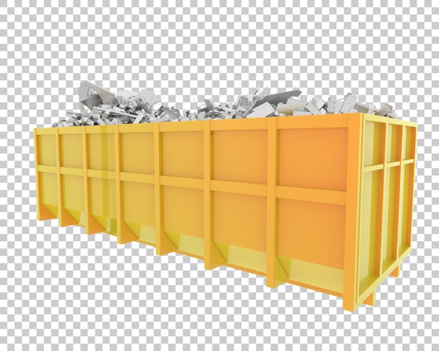 PSD recipiente de descarte industrial na ilustração de renderização 3d de fundo transparente