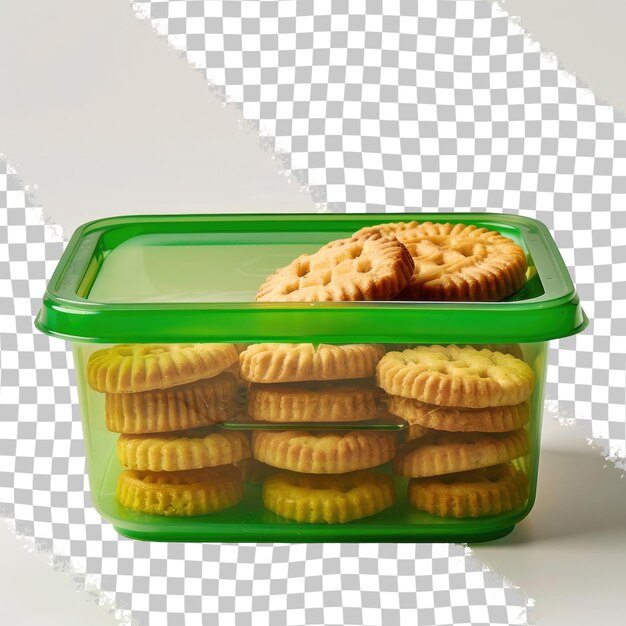 PSD un recipiente de galletas con una tapa verde que dice galletas