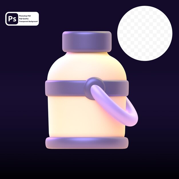 Recipiente de leche en 3d para presentación web de activos gráficos u otros