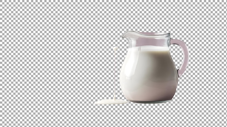 PSD un recipiente de vidrio con un vaso de leche en él y un frasco de cristal con una sustancia blanca en él