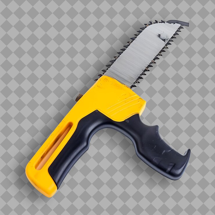 PSD reciprocating saw with yellow plastic body a tool used for c isolated object on clean background