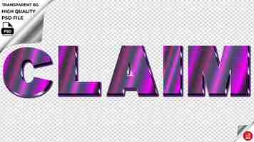 PSD réclamation typographie texte clair violet psd métallique transparent