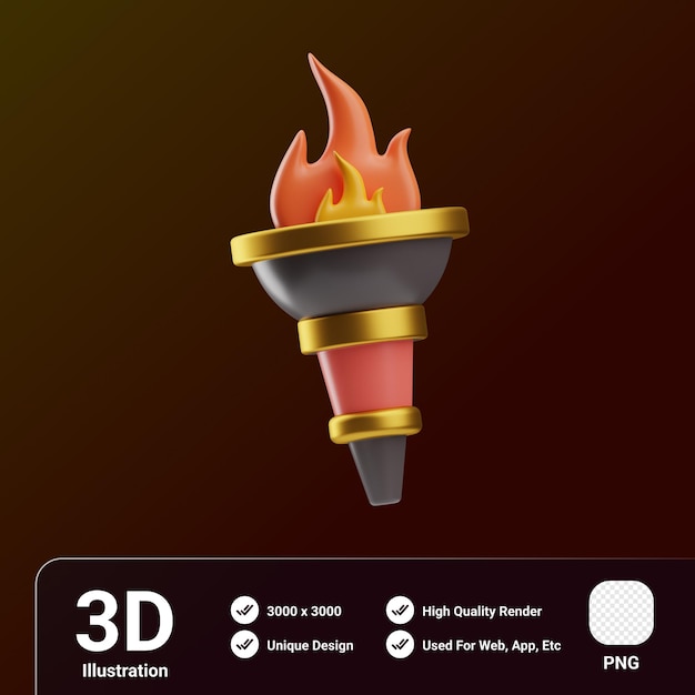 Recompensa y insignias Objeto Antorcha Ilustración 3D