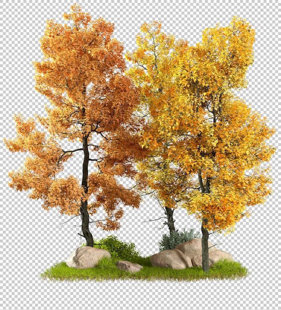 PSD recortar naturaleza otoño diseño de composición de paisajismo salvaje renderizado 3d