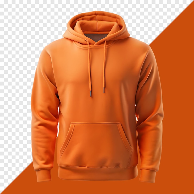 PSD un recorte de sudadera naranja para la presentación de maquetas aislado en un fondo transparente