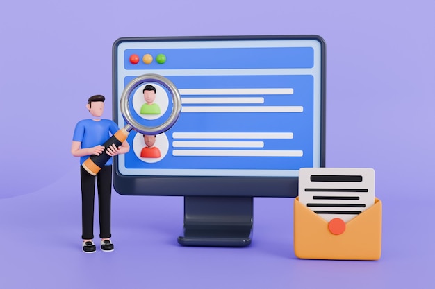 recrutamento on-line ilustração 3D