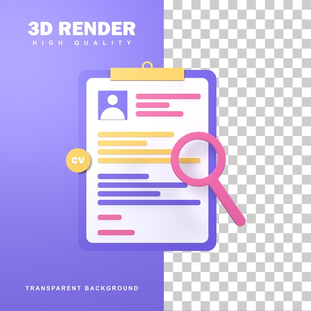 PSD recrutement de rendu 3d d'employés avec ruban.