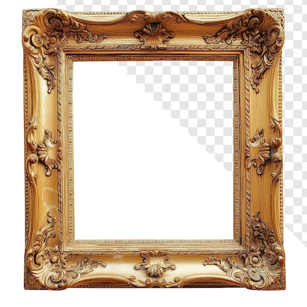 Le Rectangle Doré Est Un Cadre De Peinture Antique Sur Fond Transparent.