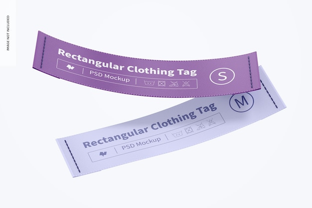 Rectangular clothing tags mockup, floating