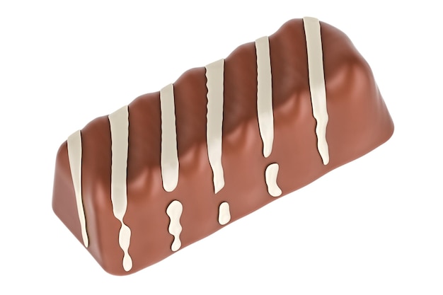 rectangular milk chocolate candy 3d rendering isolated on transparent background