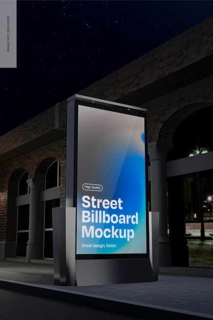 Rectangular street billboard mockup perspectiva