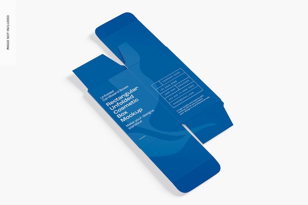 Rectangular Unfolded Cosmetic Box Mockup, Left View