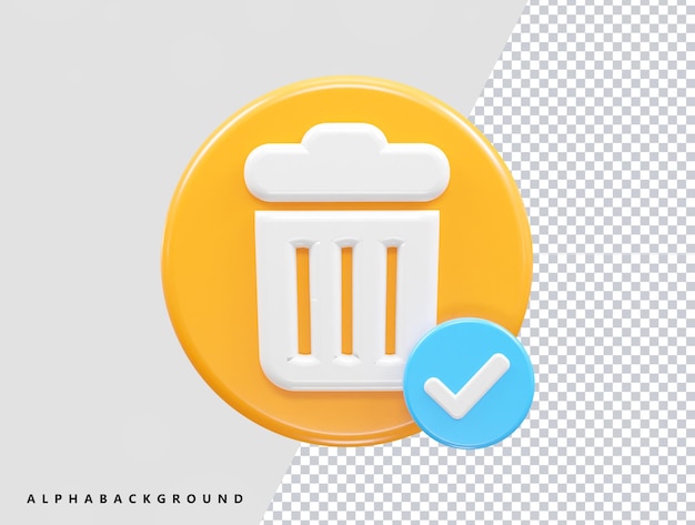 Recycle bin icon 3d render illustration element transparent