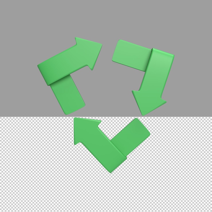 PSD recycler l'icône 3d et l'objet de rendu du concept de symbole
