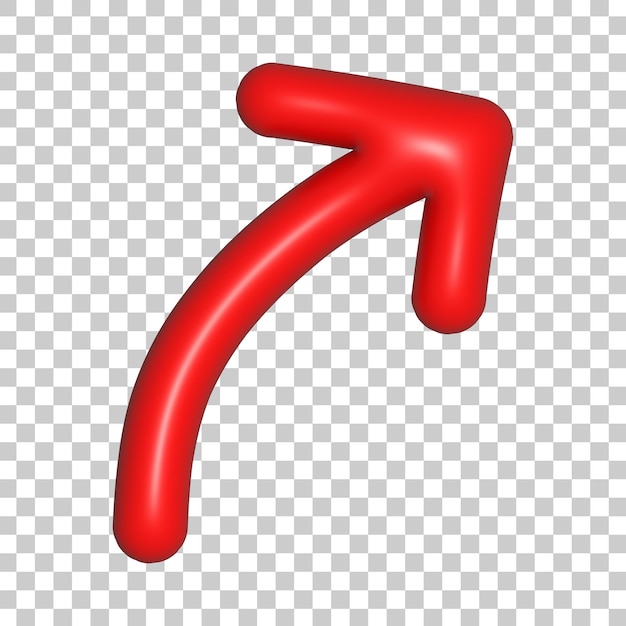 Red 3D Curved Arrow Pointing Up