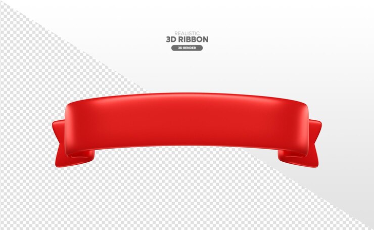 PSD red 3d ribbon isolated