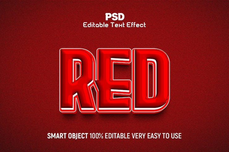 PSD red 3d style psd editable text effect