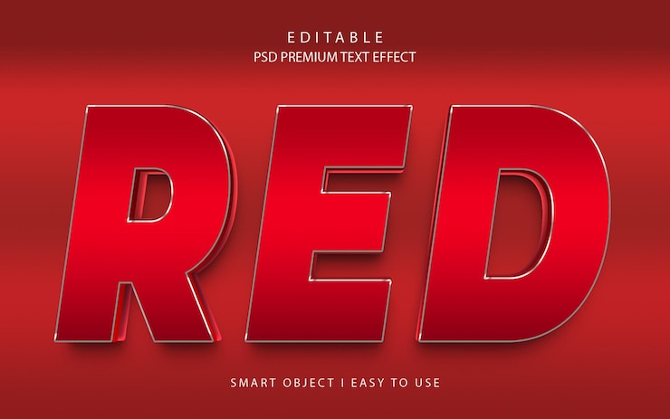 PSD red 3d style text effect