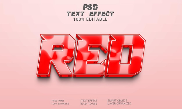 Red 3D Text Effect Style PSD File