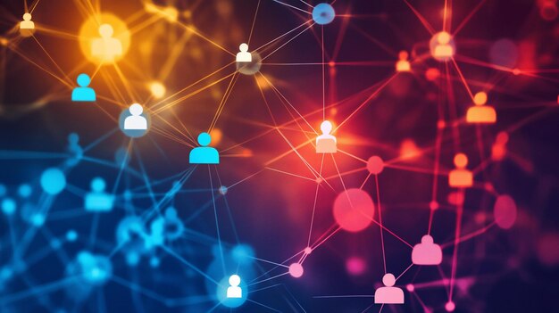 Red abstracta de personas interconectadas que representan la conexión social y la comunicación