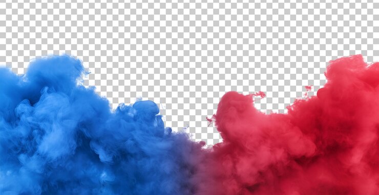 Red and Blue Footer Smoker Border for United States Independence Day 4th of July Isolated on Transpa