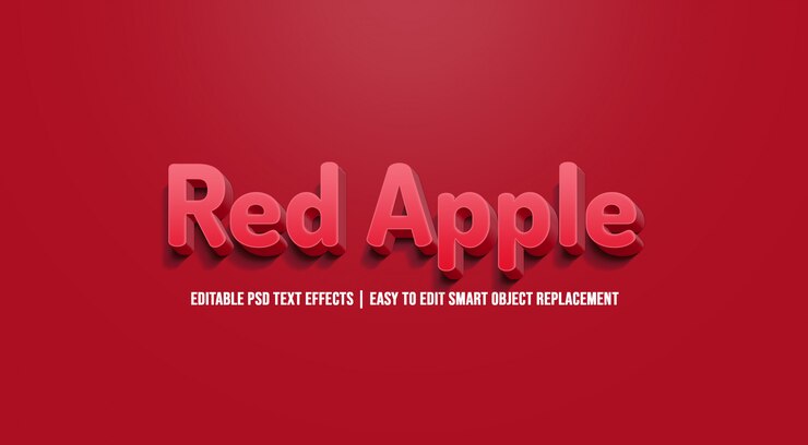 PSD red apple text effect premium psd