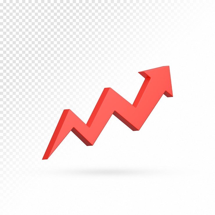 PSD red arrow indicating growth and progress