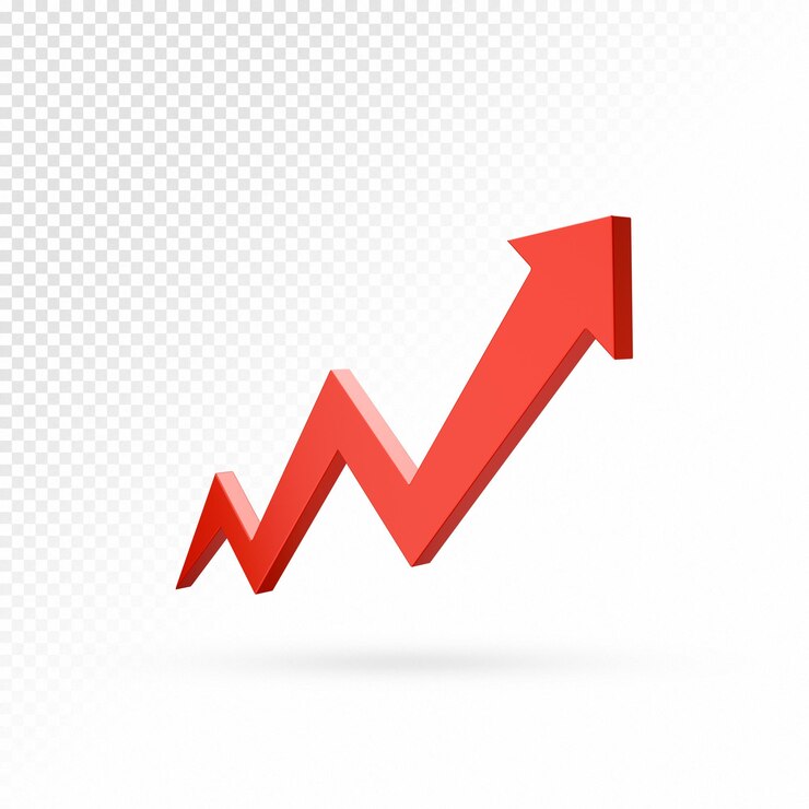 PSD red arrow indicating growth and success