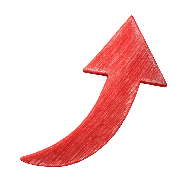 PSD red arrow up line hand drawn