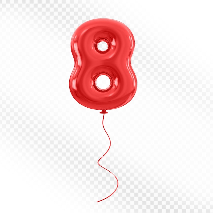 PSD red balloon number 8
