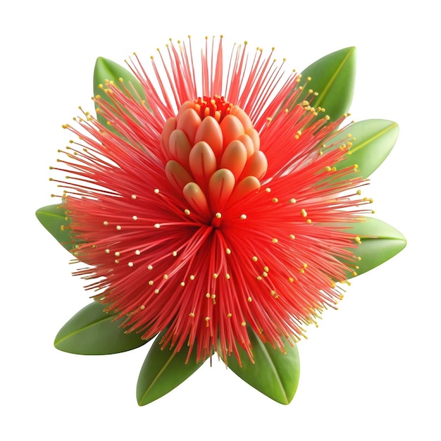 Red callistemon flower isolated on transparent background
