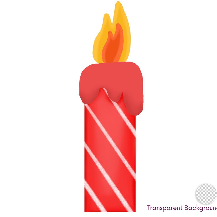 PSD red candle striped pattern christmas illustration