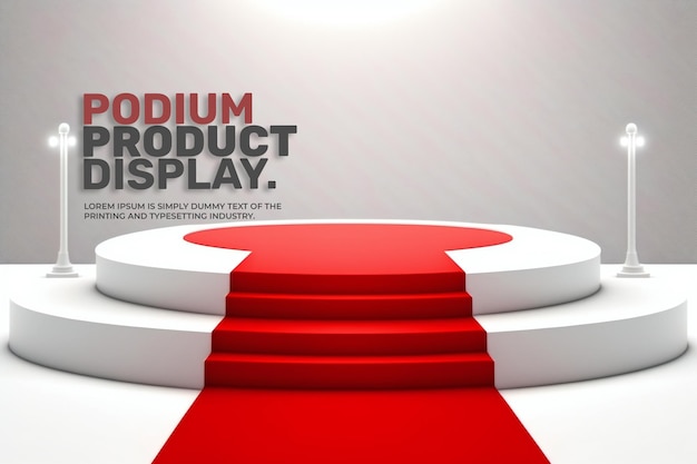 Red Carpet Podium Stage Display Mockup für Produktpräsentationsszene Produktdisplay Vitrine