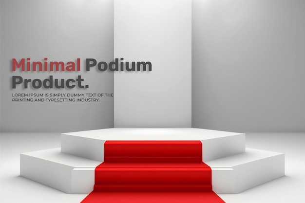 Red Carpet Podium Stage Display Mockup für Produktpräsentationsszene Produktdisplay Vitrine