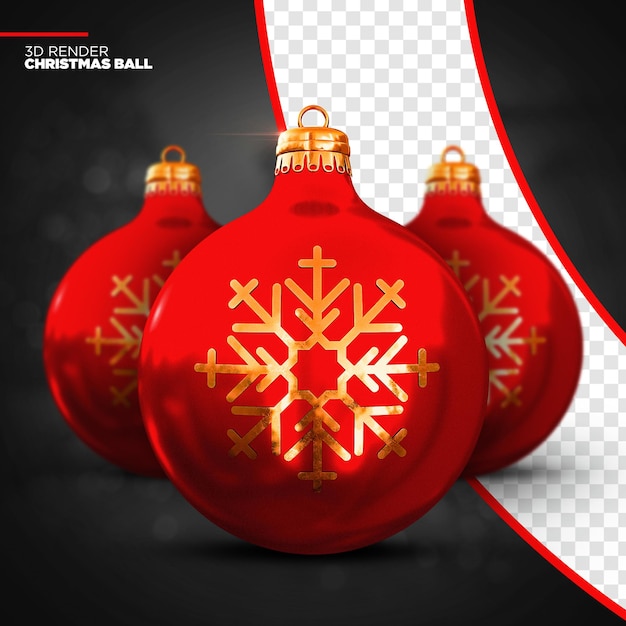 PSD red christmas ball 3d render isolado