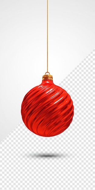 Red christmas ball 3d render isolado