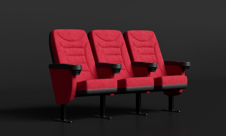 PSD red cinema arm sillas asiento 3d rendering
