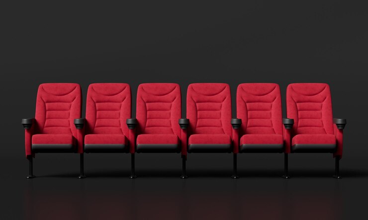PSD red cinema arm sillas asiento 3d rendering