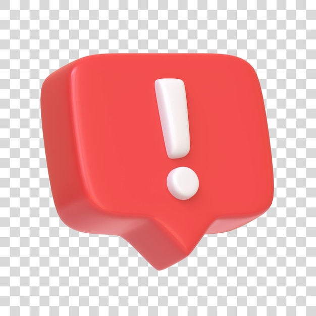 red danger attention bell or emergency notifications alert isolated on white background 3d render