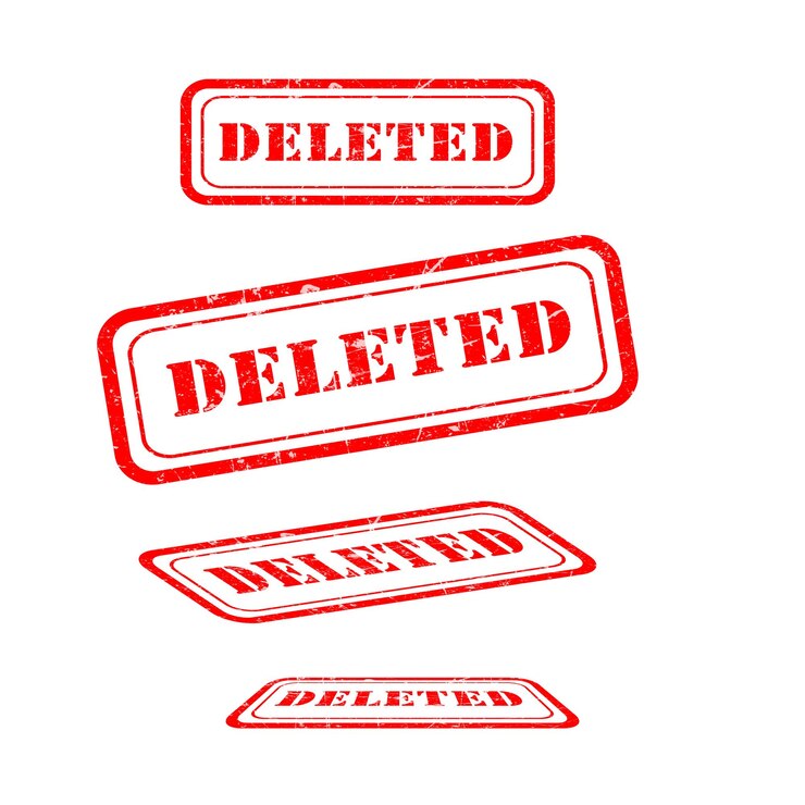 PSD red deleted stamp collection grunge style rubber mark set