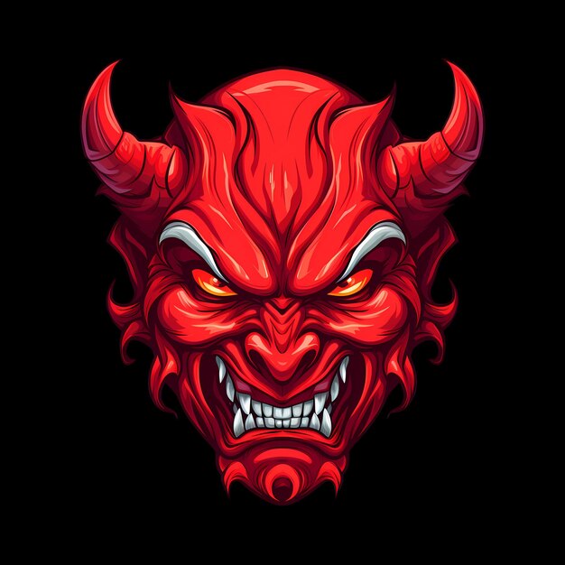 PSD red devil kunst illustrationen für aufkleber t-shirt design poster usw.