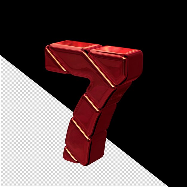 Red diagonal block symbol view from the left number 7