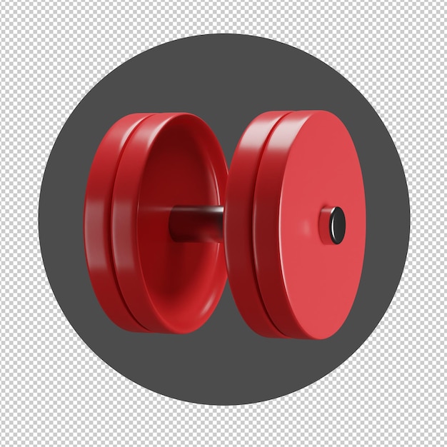 Red Dumbbell 3d Illustrazione Sfondo trasparente