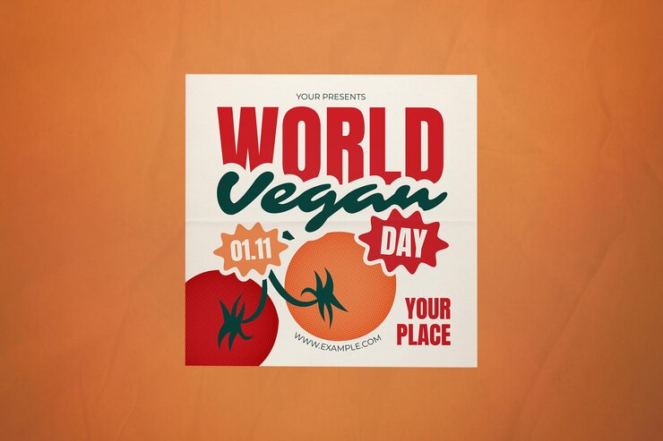 PSD red edgy aesthetic dia mundial vegano ig post