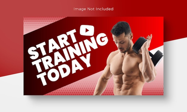 PSD red fitness club youtube-miniaturansicht psd-fitness-youtube-kanal-miniaturansicht und fitnessstudio-webbanner-design