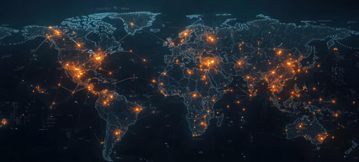 PSD red global una representación digital de la conectividad mundial