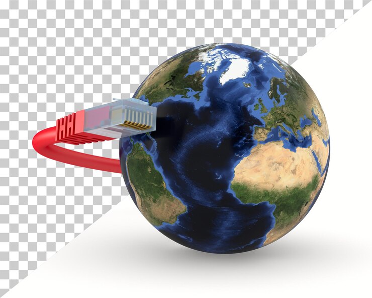 PSD red global sobre fondo blanco ilustración 3d aislada