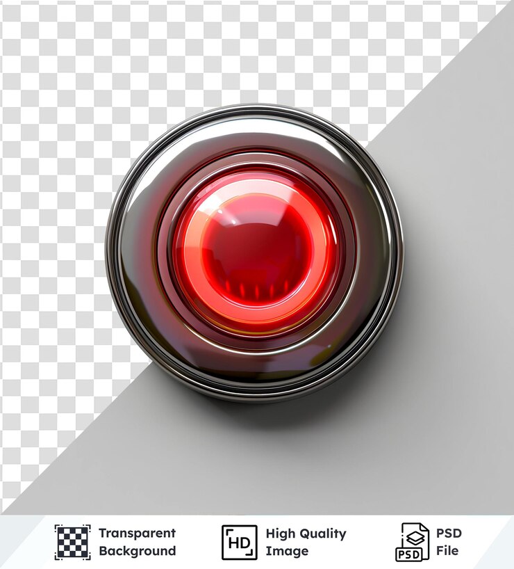 PSD red glowing button transparent psd mockup para proyectos de diseño sin problemas